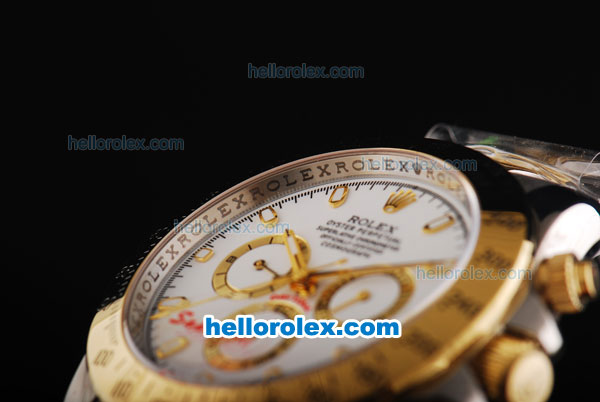 Rolex Daytona II Automatic Movement Two Tone with Stick Markers and White Dial - Click Image to Close